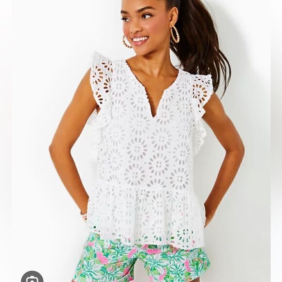 Lilly Pulitzer Jerilynn Flutter Sleeve Top - Picture 1 of 3